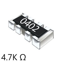 مقاومت آرایه ای 4.7 کیلو اهم 8 پایه 4x0402 پک 20 عددی