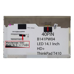 ال ای دی لپ تاپ 14.1 B141PW04_GradeA ضخیم 40 پین رزولوشن بالا برای لنوو ThinkPad T410 پیکسل دار
