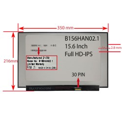 ال ای دی لپ تاپ 15.6 AUO B156HAN02.1 نازک مات 30 پین Full HD-IPS بدون جاپیچ 350x216x2.8mm