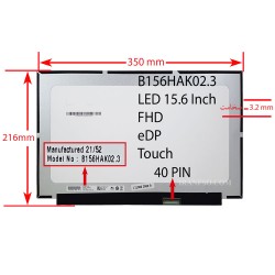 ال ای دی لپ تاپ 15.6 AUO B156HAK02.3_Touch نازک مات 40 پین FHD بدون جاپیچ 350x216x3.2mm