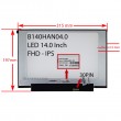 ال ای دی لپ تاپ 14.0 AUO B140HAN04.0 نازک مات 30 پین Full HD-IPS بدون جاپیچ 315x197x2.5mm