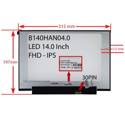 ال ای دی لپ تاپ 14.0 AUO B140HAN04.0 نازک مات 30 پین Full HD-IPS بدون جاپیچ 315x197x2.5mm