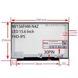 ال ای دی لپ تاپ 15.6 NV156FHM-N4Z نازک مات 30 پین FHD-IPS بدون جای پیچ 350x216x3.2mm برد LED 26CM