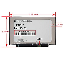 ال ای دی لپ تاپ 14.0 NV140FHM-N3B نازک براق 30 پین FHD-IPS بدون جا پیچ 315x200x2.8mm