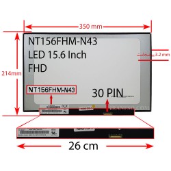 ال ای دی لپ تاپ 15.6 BOE NT156FHM-N43 نازک مات 30 پین FHD بدون جاپیچ 350x214x3.2mm برد LED 26CM