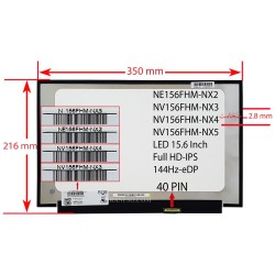 ال ای دی لپ تاپ 15.6 NV156FHM-NX4_NX3_NX5_NE156FHM-NX2 نازک مات 40 پین FHD-IPS-EDP-144HZ بدون جاپیچ 350x216x2.8mm