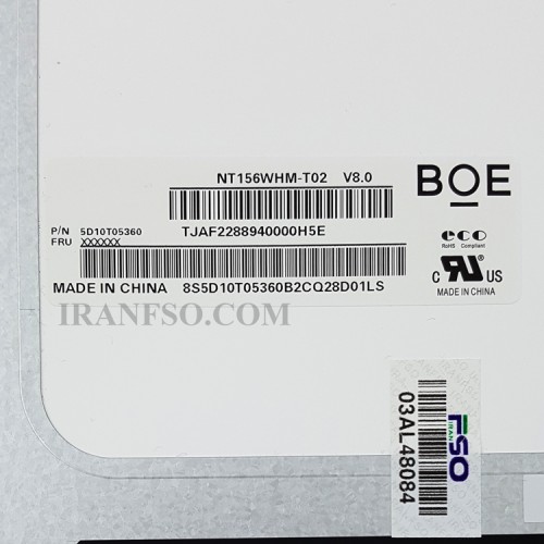 ال ای دی لپ تاپ 15.6 NT156WHM-T02_NEW نازک مات 40 پین ریز EDP-Touch بدون جاپیچ 350x216x3.2mm