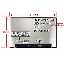 ال ای دی لپ تاپ 14.0 BOE NV140FHM-T02 نازک مات 40 پین FHD-EDP-Touch بدون جاپیچ-تک پیکسل 315x187x5.2mm برد پشت LED