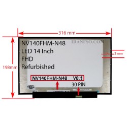 ال ای دی لپ تاپ 14.0 BOE NV140FHM-N48_Grade A مات 30 پین Full HD بدون جا پیچ 316x198x3mm ریفر