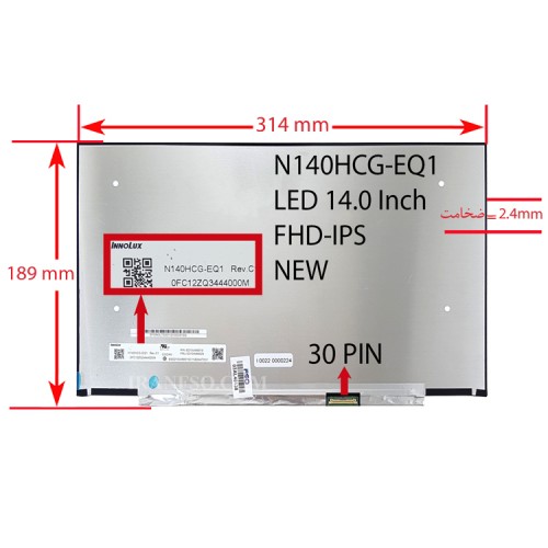 ال ای دی لپ تاپ 14.0 N140HCG-EQ1_NEW نازک مات 30 پین FHD-IPS بدون جاپیچ 314x189x2.4mm