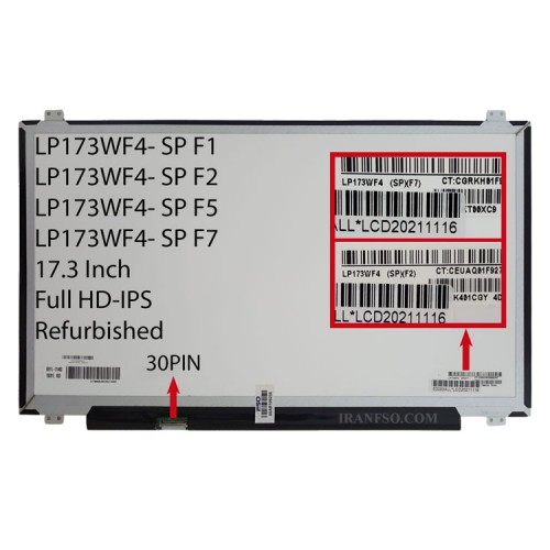 ال ای دی لپ تاپ ال جی 17.3 LP173WF4-SPF1_SPF2_SPF5_SPF7 نازک مات 30 پین Full HD-IPS ریفر