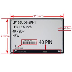 ال ای دی لپ تاپ 15.6 LG LP156UD3_SPH1_New نازک مات 40 پین UHD-4K-EDP-IPS بدون جاپیچ 349x205x4.9mm برد پشت LED