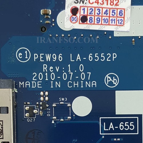 مادربرد لپ تاپ ایسر Aspire 5552_CPU-AMD_LA-6552P_PEW96 بدون گرافیک