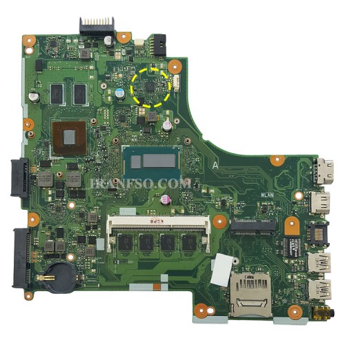 مادربرد لپ تاپ ایسوس X450LD CPU-I7-4 40Pin_4GB-1GB گرافیک دار-CPU حرارت دیده