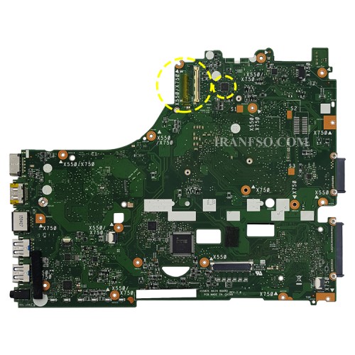 مادربرد لپ تاپ ایسوس X550ZE-K550Z_CPU-AMD A8_LED-40Pin بدون گرافیک