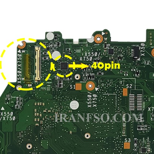 مادربرد لپ تاپ ایسوس X550ZE-K550Z_CPU-AMD A8_LED-40Pin بدون گرافیک