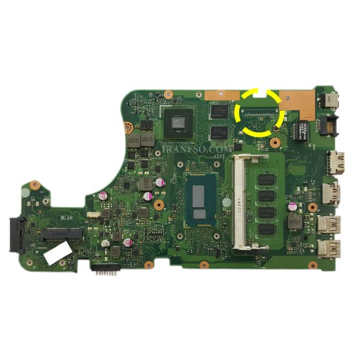 مادربرد لپ تاپ ایسوس X555LD CPU-I7-4_Rev 3.1 EDP-30Pin 4GB-2GB گرافیک دار