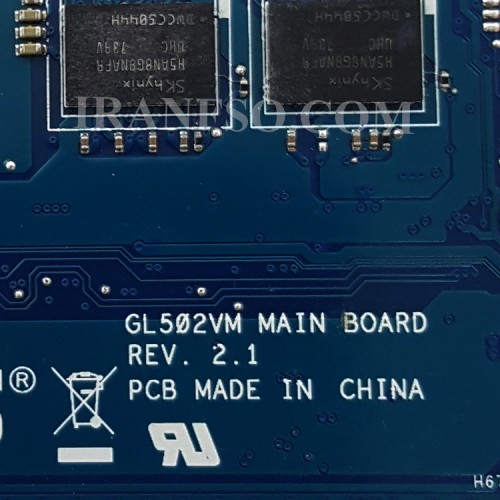 مادربرد لپ تاپ ایسوس ROG GL502VM CPU-I7-7700HQ_Ram-8GB_VGA-3GB گرافیک دار-با سوکت Type C-تعمیری