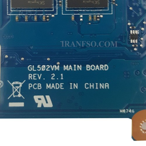 مادربرد لپ تاپ ایسوس GL502VM CPU-I7-7700HQ_Ram-8GB_VGA-6GB گرافیک دار-با سوکت Type C