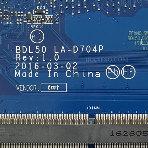مادربرد لپ تاپ اچ پی Pavilion 15-AY CPU-I5-6200U_BDL50_LA-D704P گرافیک اینتلی