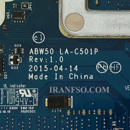 مادربرد لپ تاپ اچ پی ENVY 15-AE_15T-AE_CPU-I7-5_ABW50_LA-C501P REV 1.0 گرافیک اینتلی