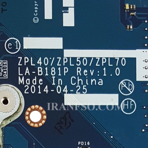 مادربرد لپ تاپ اچ پی ProBook 450 G2_CPU-I5-4_ZPL40-ZPL50-ZPL70_LA-B181P_EDP-30Pin 2GB گرافیک دار-CPU حرارت دیده