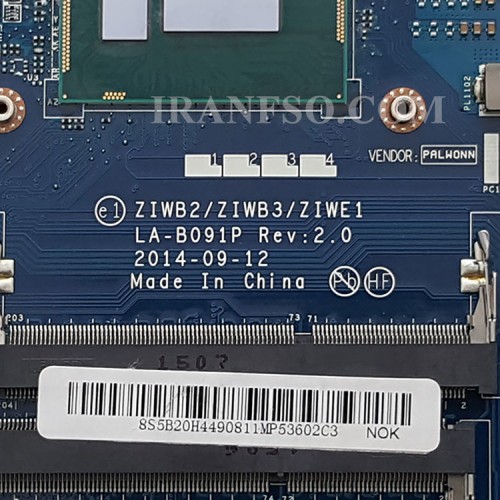 مادربرد لپ تاپ لنوو IdeaPad B50-70_IP305 CPU-I3-4005U_ZIWB1-ZIWB2-ZIWE3_LA-B091P_VGA-2GB گرافیک دار