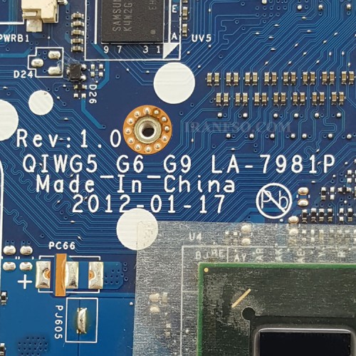 مادربرد لپ تاپ لنوو IdeaPad G580_QIWG5-G6-G9_LA-7981P_VGA-2GB گرافیک دار