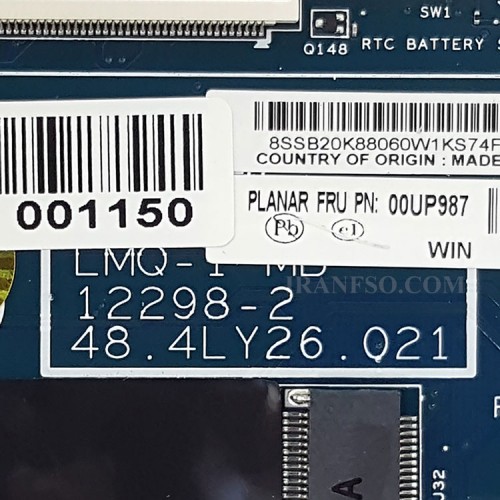 مادربرد لپ تاپ لنوو ThinkPad X1 Carbon GEN1 CPU-I7-4550U_LMQ-1_12298-2_48.4LY06.021_Ram-8GB بدون گرافیک