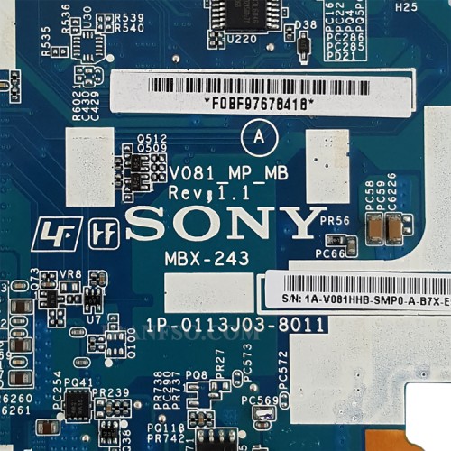 مادربرد لپ تاپ سونی VPCF2 HM65_MBX-243_V081_1P-0113J03-8011_3D Support_1GB گرافیک دار-تعمیری