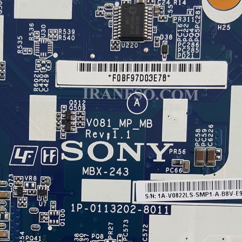 مادربرد لپ تاپ سونی VPCF2 HM65_MBX-243_V081_1P-0113202-8011_3D Support VGA-512MB گرافیک دار