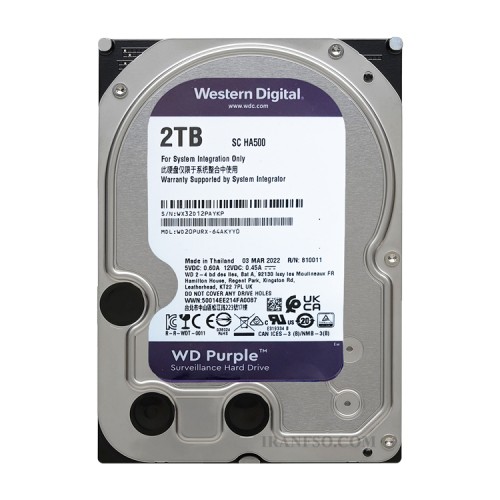 هارد HDD پی سی وسترن WD Purple 2TB Sata شش ماه گارانتی