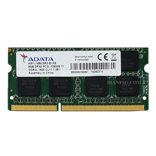 رم لپ تاپ 8 گیگ Adata DDR3-PC3L 1600-12800 MHz 1.35V یک سال گارانتی