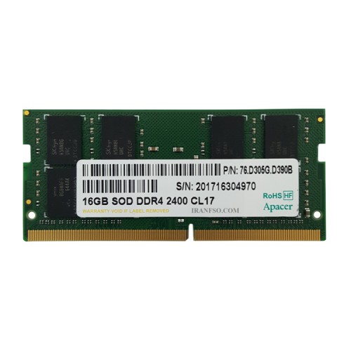 رم لپ تاپ 16 گیگ Apacer DDR4-2400 MHz 1.2V یک سال گارانتی
