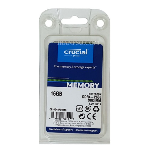 رم لپ تاپ 16 گیگ Crucial DDR4-2666 MHZ 1.2V