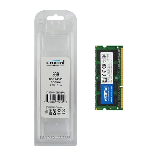 رم لپ تاپ 8 گیگ Crucial DDR3-1333-10600 MHZ 1.5V یک سال گارانتی