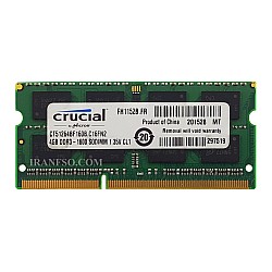 رم لپ تاپ 4 گیگ Crucial DDR3-PC3L-1600-12800 MHZ 1.35V شش ماه گارانتی