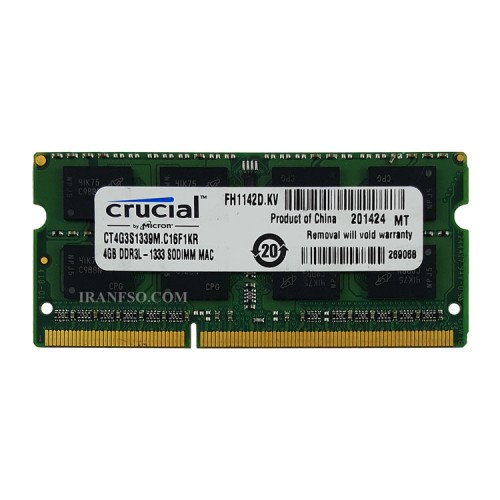 رم لپ تاپ 4 گیگ Crucial DDR3-PC3L-1333-10600 MHZ 1.35V یکسال گارانتی