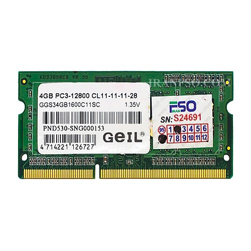 رم لپ تاپ 4 گیگ Geil DDR3-PC3L-1600-12800 MHZ 1.35V