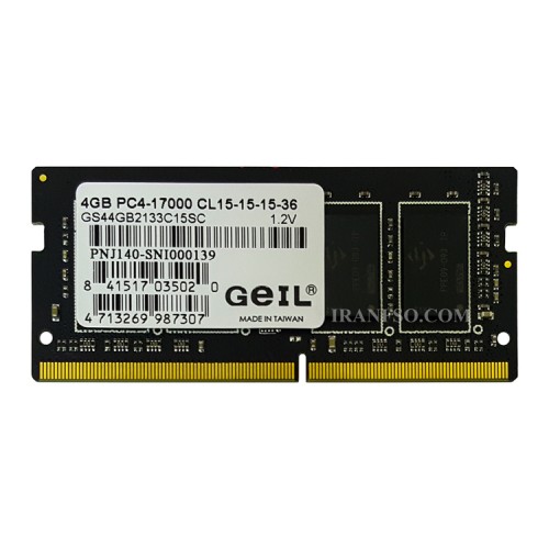 رم لپ تاپ 4 گیگ Geil DDR4-2133-MHZ 1.2V گارانتی آواژنگ