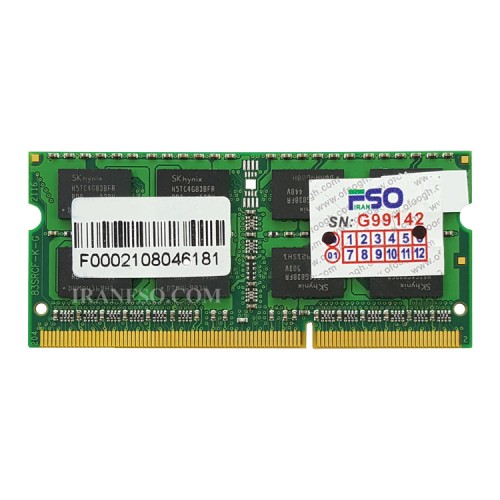رم لپ تاپ 8 گیگ Hynix DDR3-1333-10600 MHZ 1.5V یک سال گارانتی