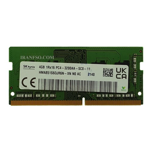 رم لپ تاپ 4 گیگ Hynix DDR4-3200 MHZ 1.2V شش ماه گارانتی