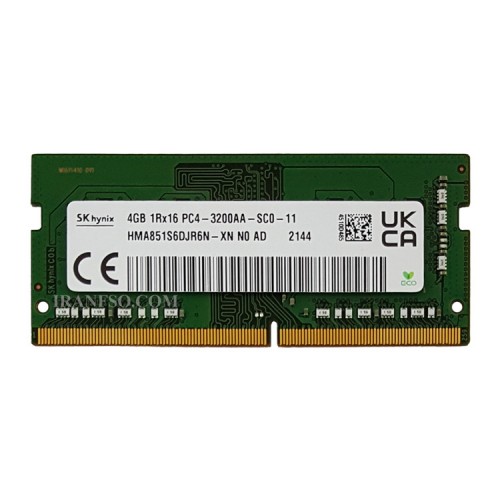 رم لپ تاپ 4 گیگ SK Hynix DDR4-3200 MHZ 1.2V یک سال گارانتی