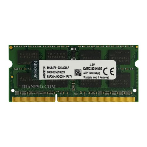 رم لپ تاپ 8 گیگ Kingston DDR3-1333-10600 MHz 1.5V یک سال گارانتی