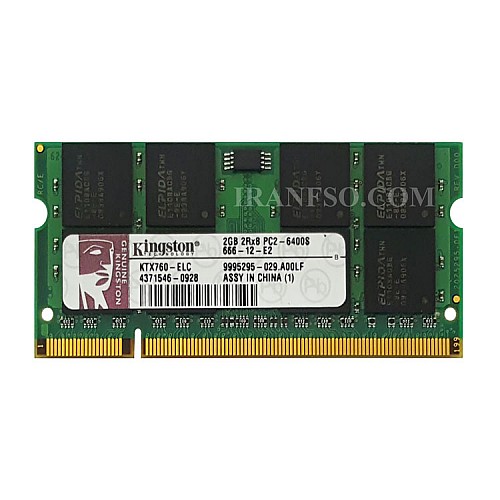 رم لپ تاپ 2 گیگ Kingston DDR2-800-6400 MHZ 1.8V سه ماه گارانتی