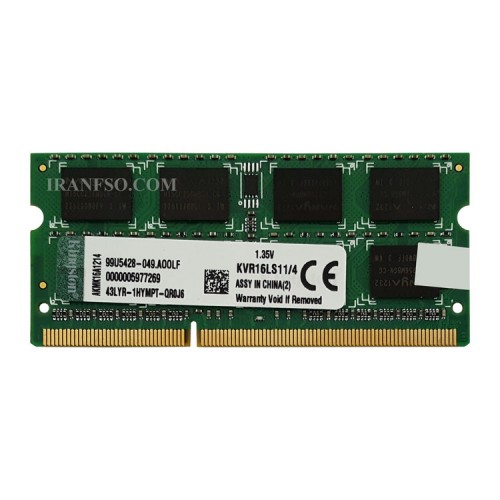 رم لپ تاپ 4 گیگ Kingston DDR3-PC3L-1600-12800 MHZ 1.35V یک سال گارانتی