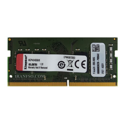 رم لپ تاپ 8 گیگ Kingston DDR4-2400 MHz 1.2V شش ماه گارانتی