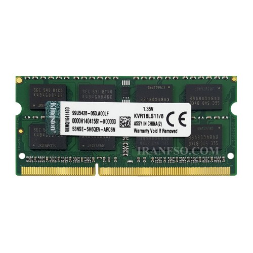 رم لپ تاپ 8 گیگ Kingston DDR3-PC3L 1600-12800 MHz 1.35V دو سال گارانتی