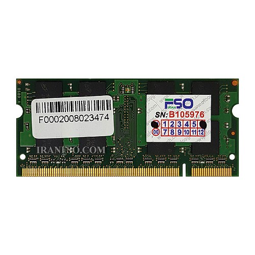 رم لپ تاپ 2 گیگ Micron Technology DDR2-800-6400 MHZ 1.8V سه ماه گارانتی