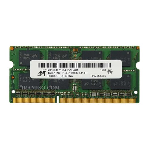 رم لپ تاپ 4 گیگ Micron Technology DDR3-PC3L-1333-10600 MHZ 1.35V شش ماه گارانتی
